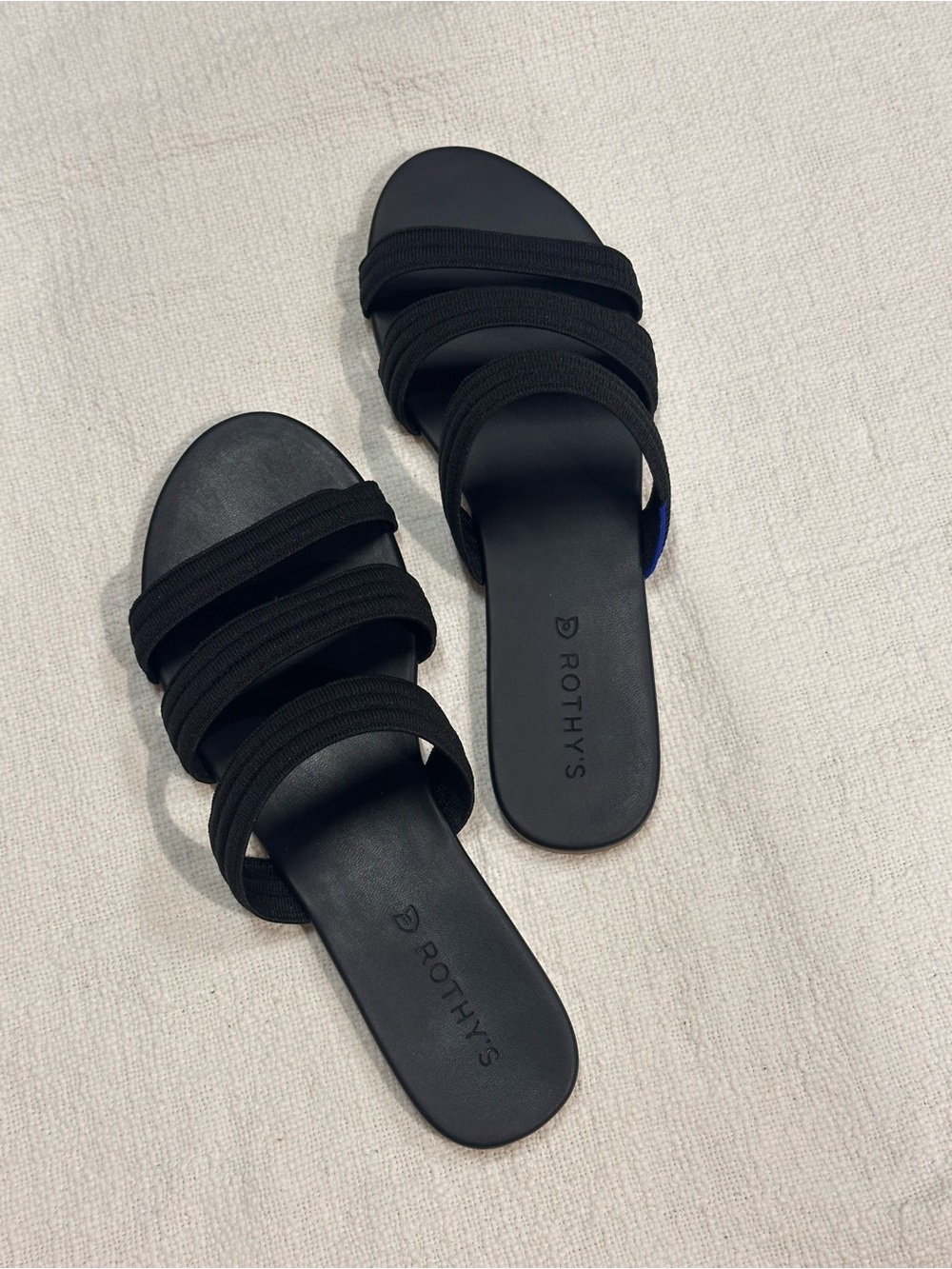 Rothy's Black Triple-Strap Slide Sandals - Size 10 - Unworn - Picture 2 of 3